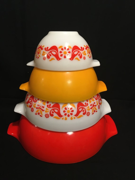 Vintage,pyrex Friendship, Full Set 441,442,443,444, Set of