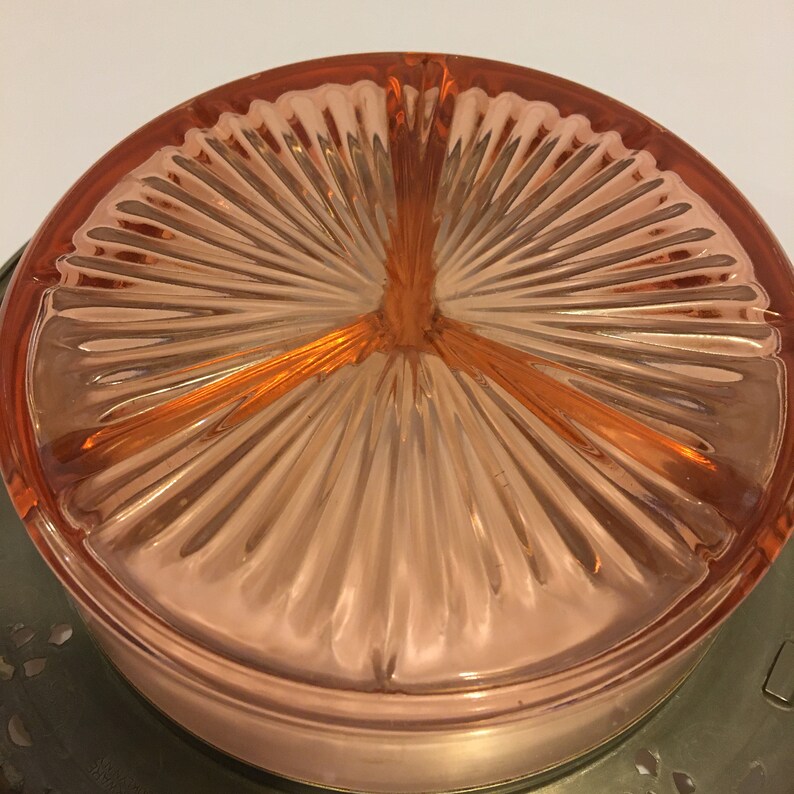 Pink Depression Glass Candy Dish Divided Relish Serving Etsy