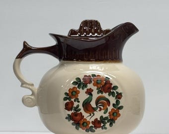 Ships FREE! Mccoy Pottery Pitcher No 202 Flower Rooster Motif 10