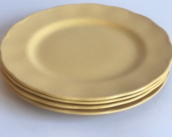 Vintage, Grindley England Laburnum Petal Yellow Brot & Butter Teller 4er-Set, überbackene Kante, 6 Zoll, MCM Retro Kitchen, 6 Set verfügbar