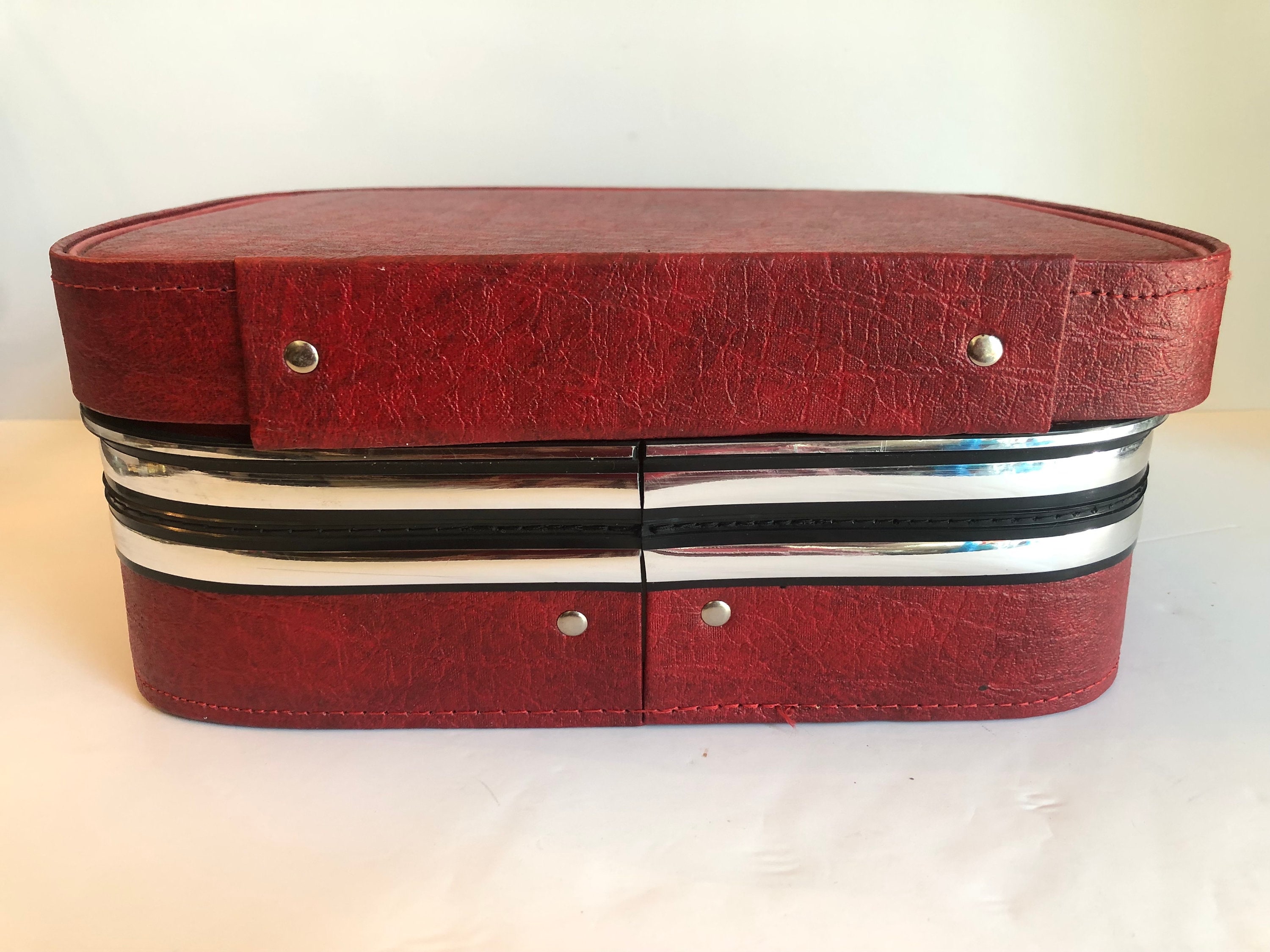 Vintage Cheney England Train Case, Red Crocodile Leather, MCM