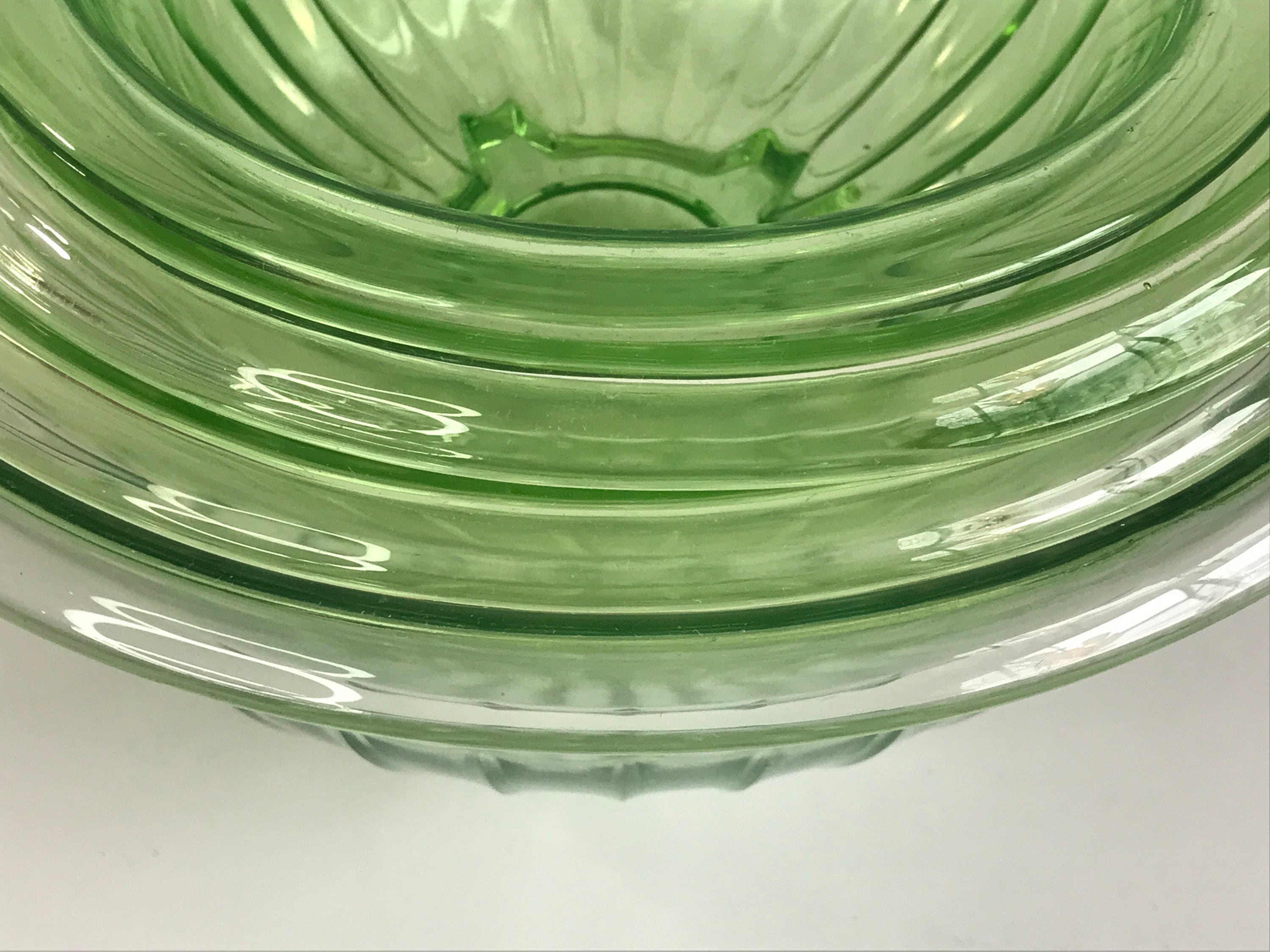Vintage Hazel Atlas Green Depression Glass Nesting Bowls, Set of 4