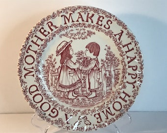 Vintage Royal Crownford Staffordshire Plate, 1975, Mother & Children