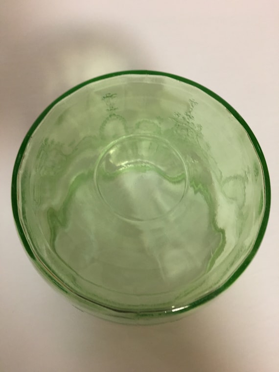 アンカーホッキングクッキージャーグリーンウランガラスヴィンテージ