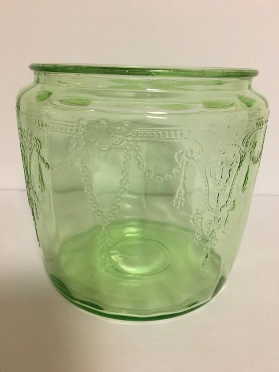 アンカーホッキングクッキージャーグリーンウランガラスヴィンテージ