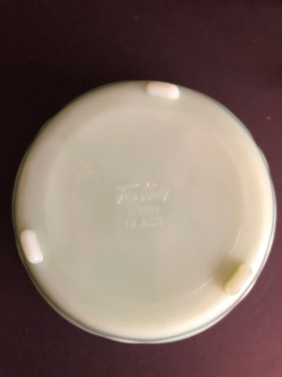 Vintage Fire King Jadeite Milk Glass Footed Scallop Oven Ware Bowl