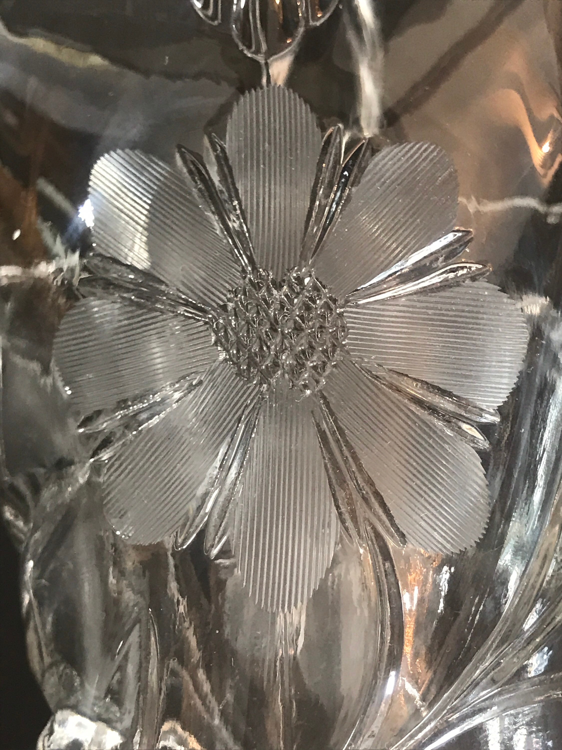 Vintage, Duncan & Miller Glass Flower, Elegant Basket With Etched