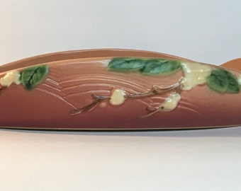 Bol de consola Roseville Pottery Snowberry vintage, plato ovalado Art Deco