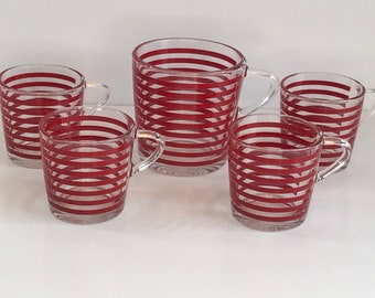 patrouille commando Chemicaliën Vintage Set of 5 IKEA Red Striped Glass Espresso & Macchiato - Etsy
