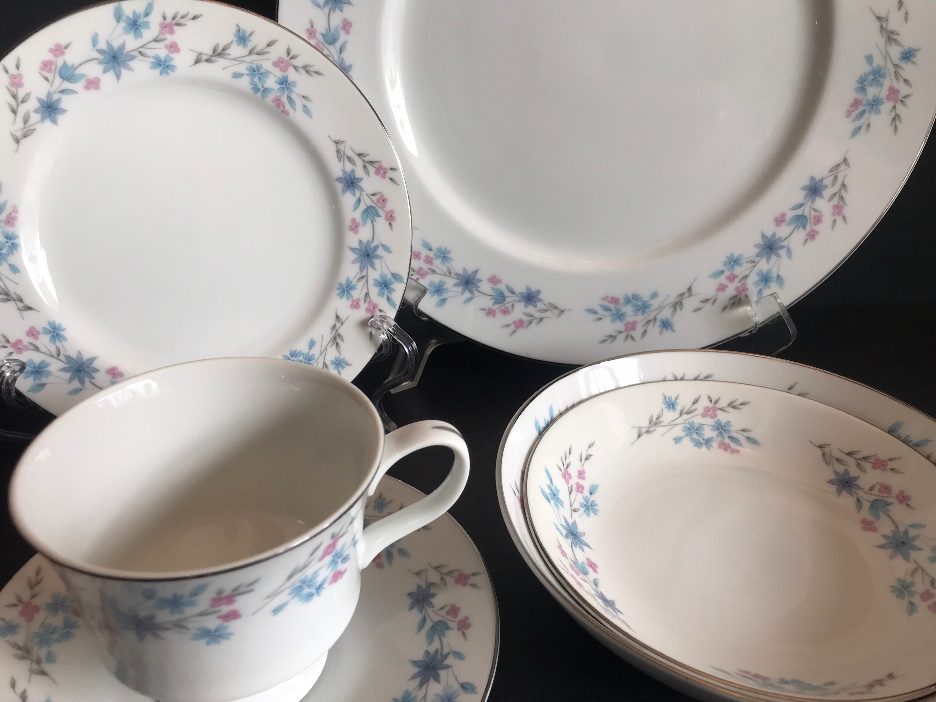 Vintage, Fine China Japan, Blue and Pink Flowers Pattern Vintage, Fine China Japan, Blue and Pink Flowers Pattern