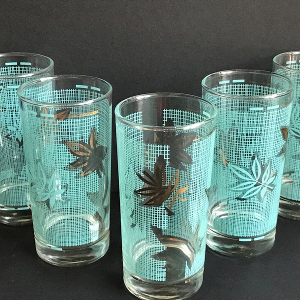 Vintage, Dominion Glass, juego de 5 vasos para beber, vasos de cóctel de 10 oz, vasos de cóctel de barra retro, artículos de bar MCM