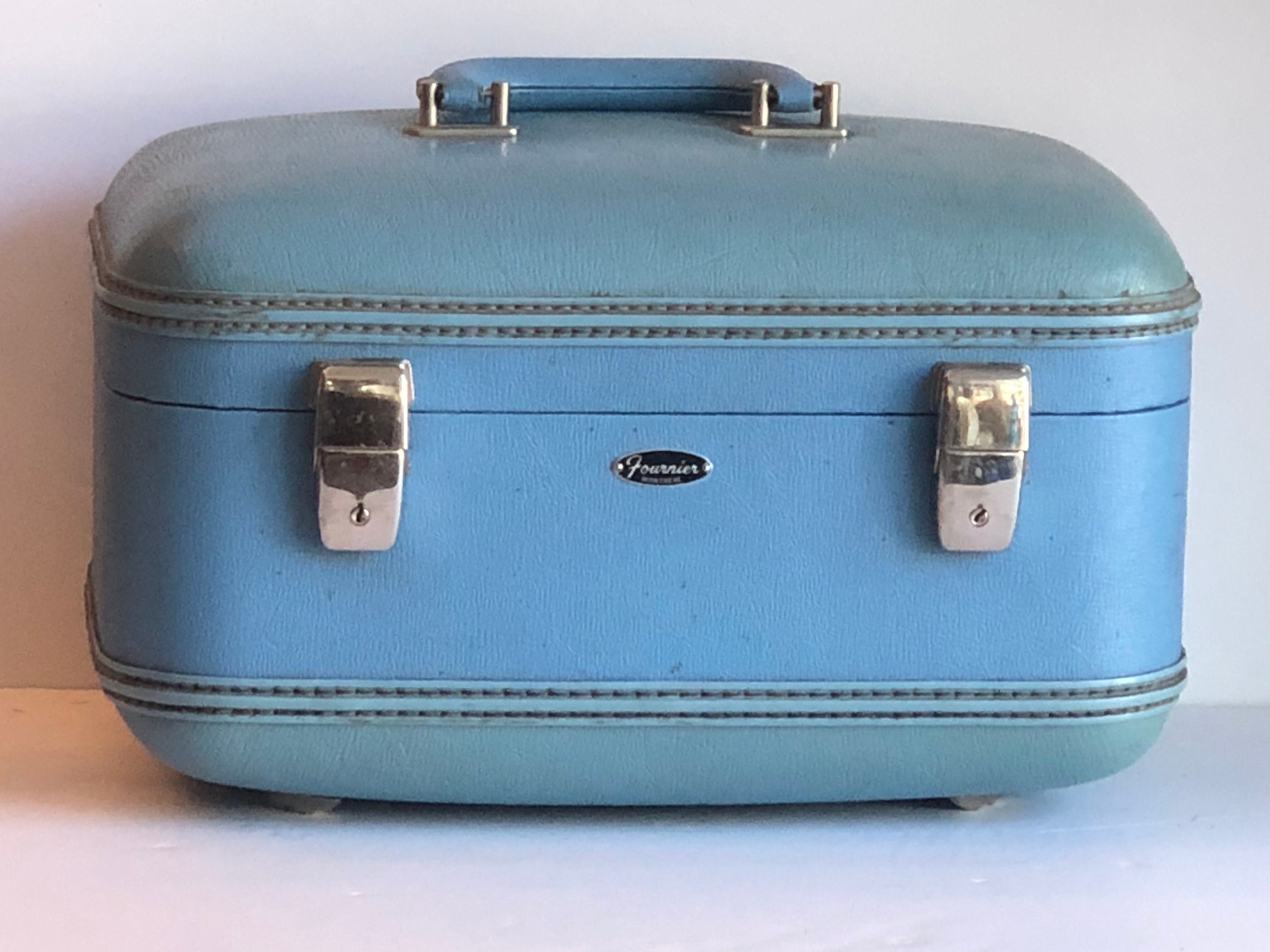 Vintage , Fournier Montreal Retro Luggage , Blue Makeup Case