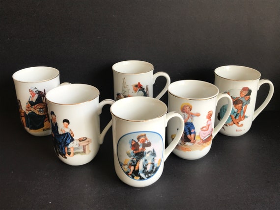 Vintage Norman Rockwell Porcelain Coffee Mugs, Museum Collection, Set of 6  - Etsy