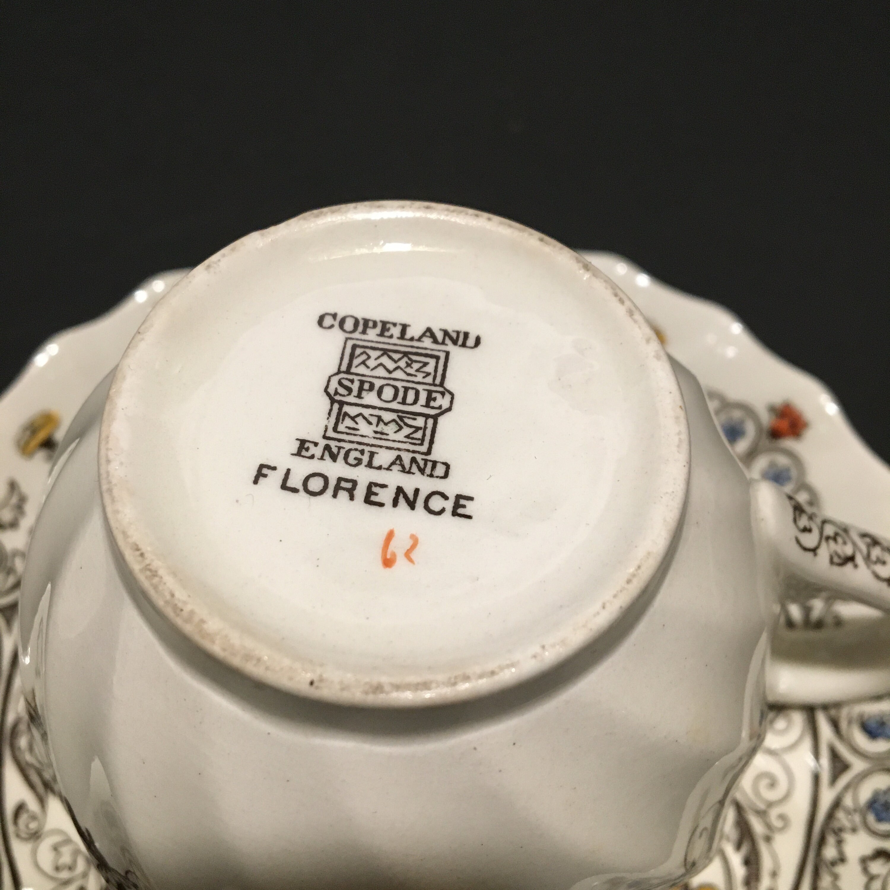 Copeland Spode Florence Pattern , Cup Saucer England Circa 1940