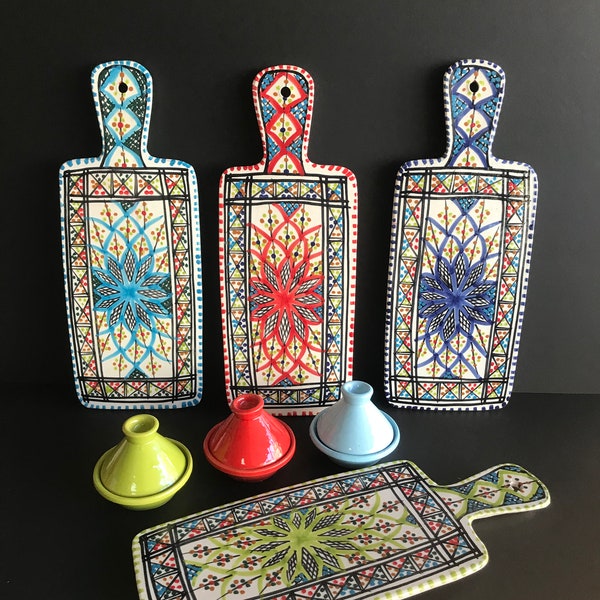 Original Handmade, Hand painted, Cutting Board, Cheese Board, Tunisian Pottery, Charcuterie Board, Choose quantity and color