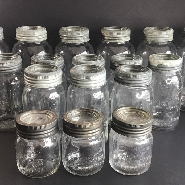 Bijou canadien rare vintage, pot de conserve, verre transparent, avec dessus en verre, taille différente, veuillez choisir la quantité et la taille.