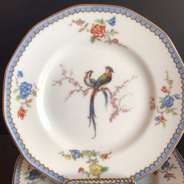 Rare Find, Antique Theodore Haviland Limoges France, Bird of Paradise Pattern, Set of 4 pcs, Salad & Dessert plate