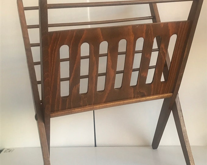 Vintage Wood Folding Magazine Rack Teak Wood by Cees Etsy