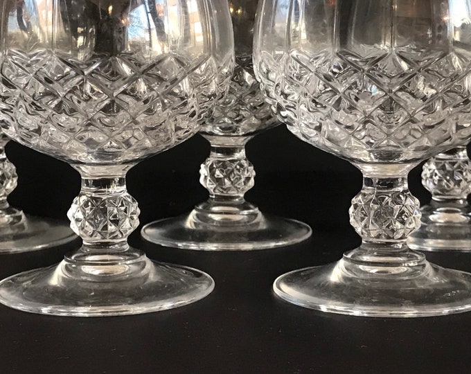 Vintage, Crystal D' Arques Longchamp Brandy Snifters, Set of 5, Cognac Glasses, Barware