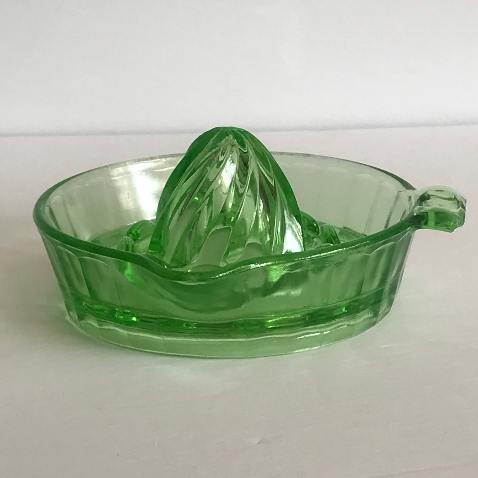 Uranium Glass Lemon Juicer Depression Glass Green Lemon Etsy