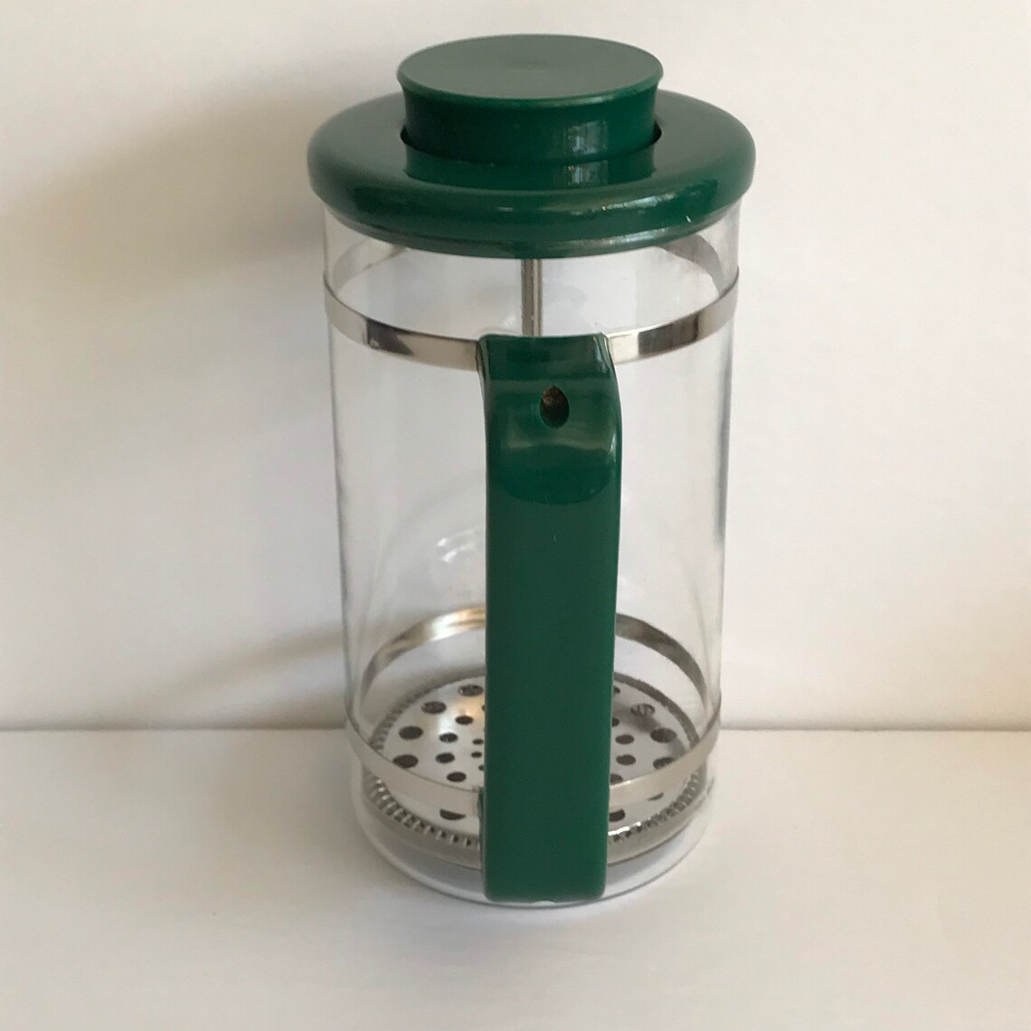 Vintage Pyrex Glass French press Coffee Green Plastic Etsy
