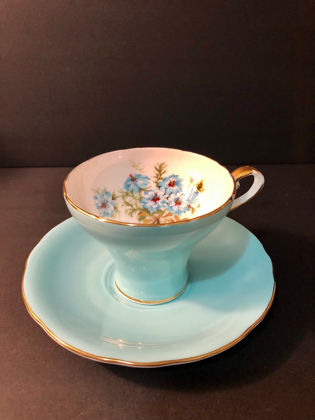 Vintage Aynsley Bone China Tea Cup and Saucer, Floral Corset Cup