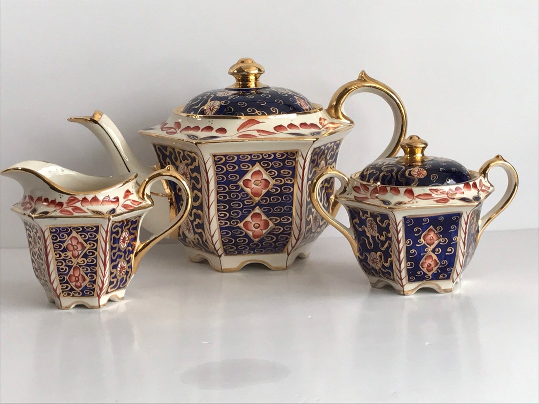Rare Imari 1624 Sadler Teapot W/matching Creamer and Sugar Etsy