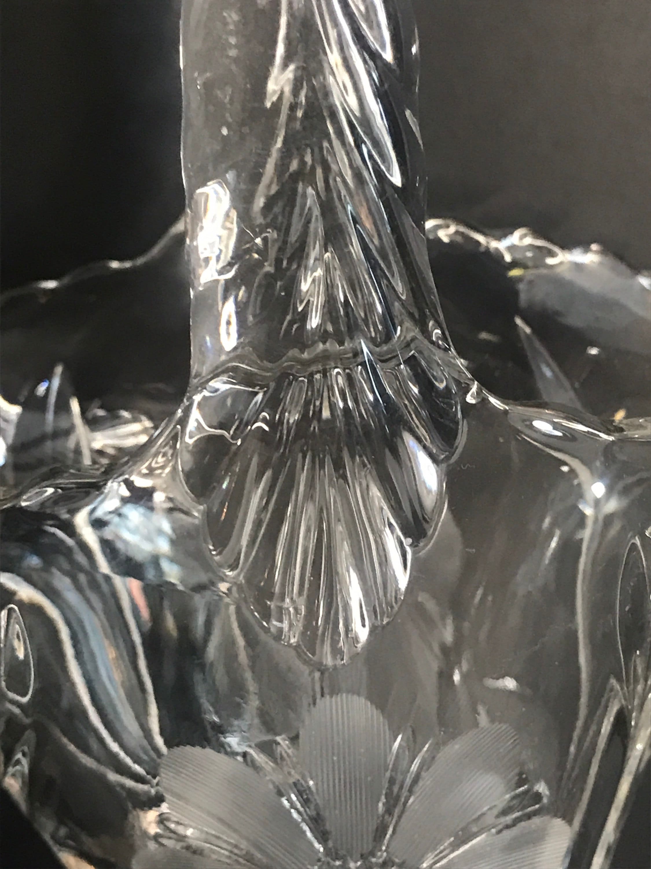 Vintage, Duncan & Miller Glass Flower, Elegant Basket With Etched