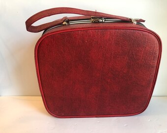 Vintage Cheney England Train Case, Red Crocodile Leather, MCM