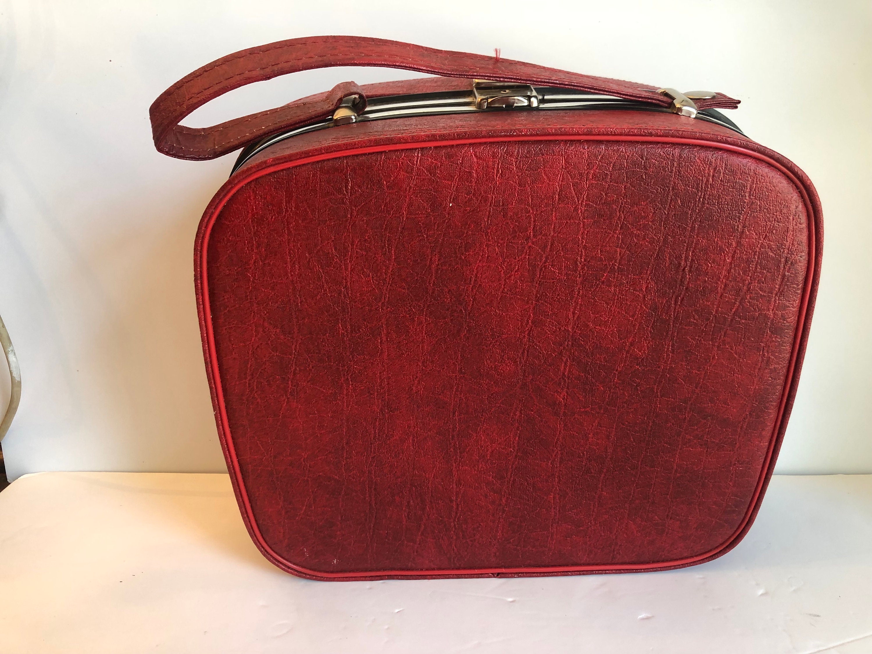 Vintage Cheney England Train Case, Red Crocodile Leather, MCM