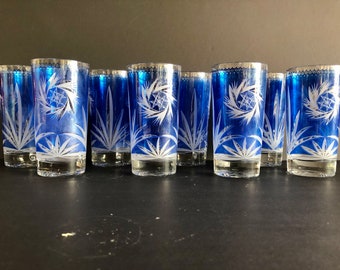 Vintage Retro Atomic Pinwheel Style Glassware Dominion Glass Company Set of Glasses 1970's