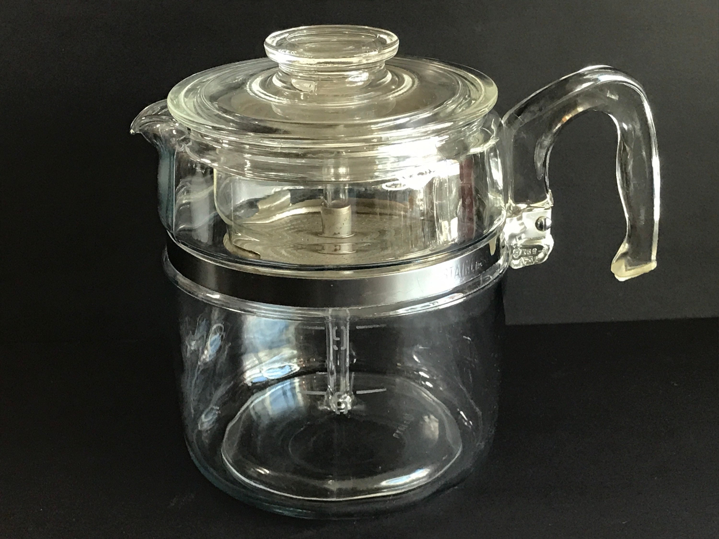 PYREX Flameware 6 Cup Glass Coffee Pot Coffee Percolator All Parts 7756  Vintage Coffee Carafe Retro by Corning Tea Pot Teapot 