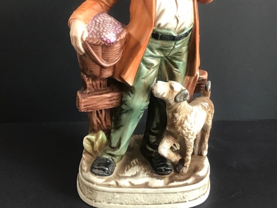 ヴィンテージ日本製置物、農夫夫婦と犬、手描き、1970年代 - Etsy 日本