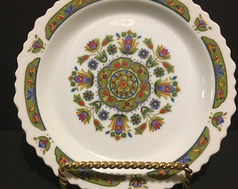 Sango One World Dessert Plate, Hellespont Floral, Mid-Century Japan