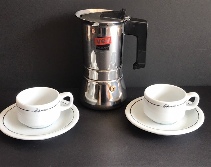 Vintage, Vev Vigano Stovetop Espresso Maker Made in Italy, With 2