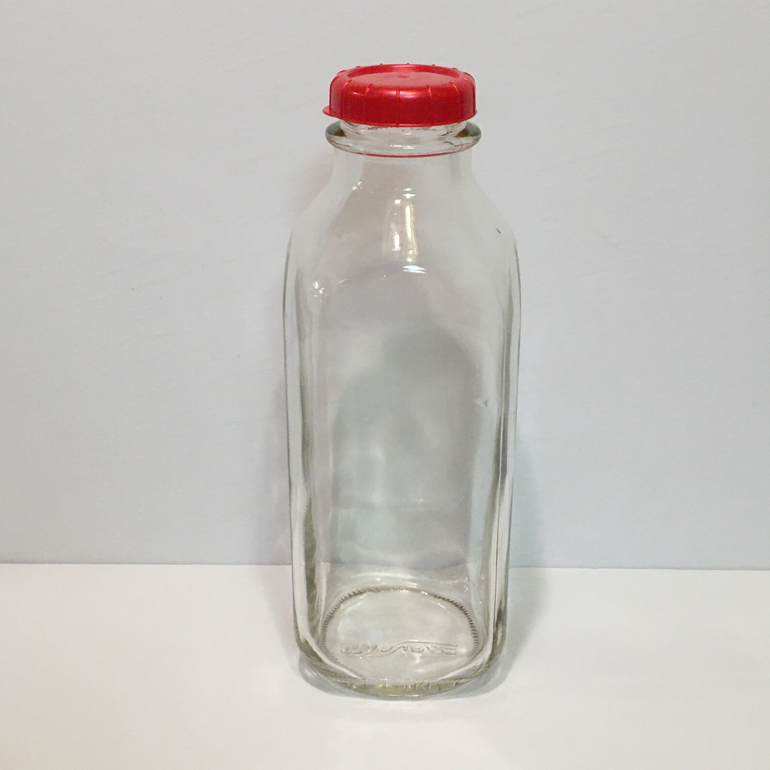 Vintage Stanpac Clear Glass Milk Bottle With Red Plastic Etsy Hong Kong
