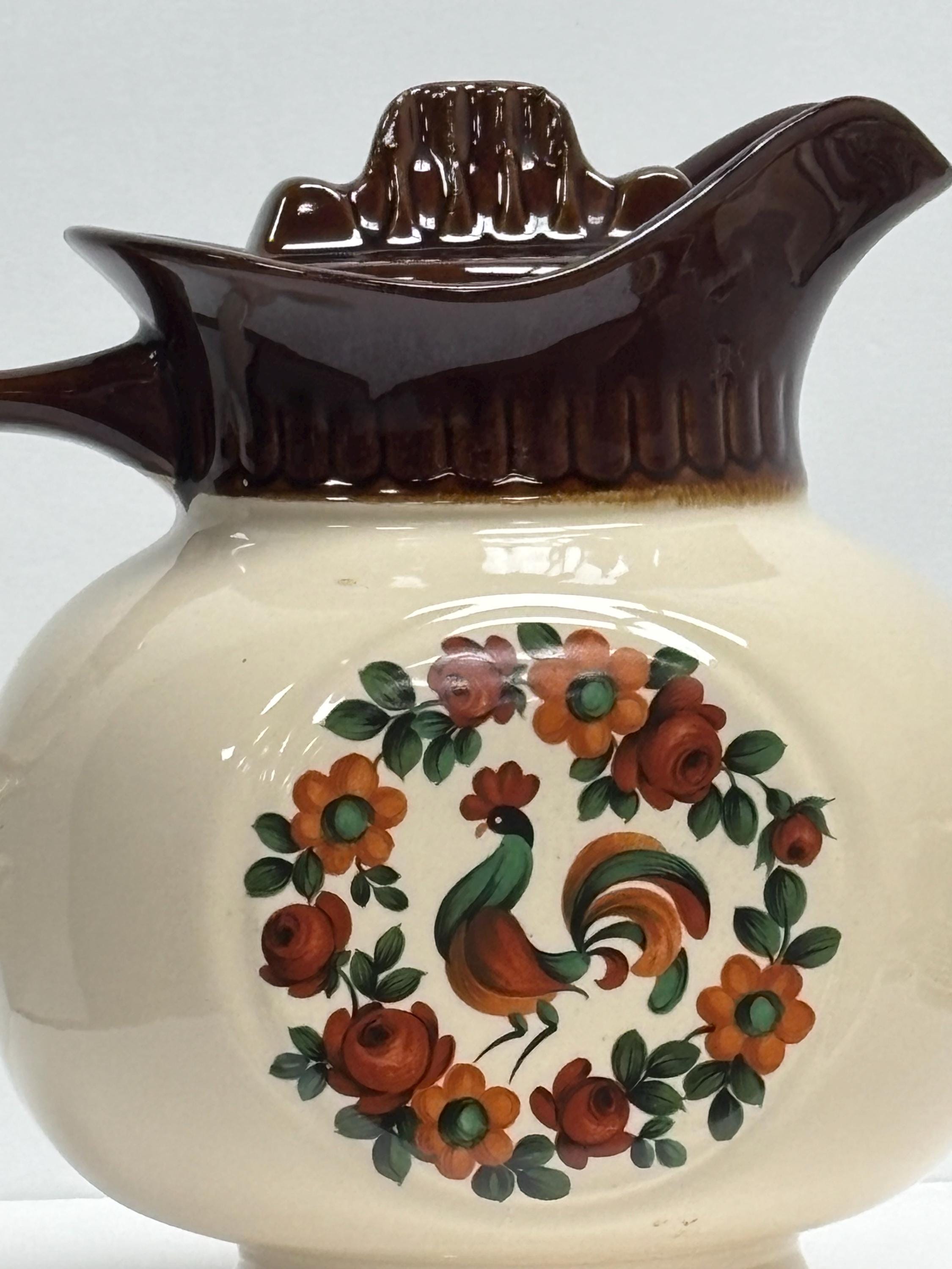Vintage, Mccoy Pottery Rooster Motif, Water Pitcher With Lid Made