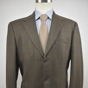 Size: 42L 1995-2004 Austin Reed London Brown/Blue Houndstooth Check Sport Coat
