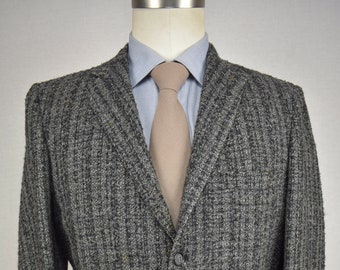 1960-70's Century Clothes Gray Striped Wool Two Button Sport Coat Size: 40L