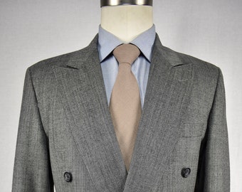 1976-1994 Bel Air Fashions Gray Striped Wool Double Breasted Two Pc Suit Sz: 38S