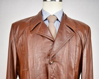 Angel Skin by Grais Leather Jacket Coat 1970's Vintage Tan Brown