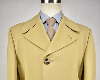 1970-80's Gleneagles Solid Tan 100% Polyester Three Button Overcoat Size: 42L
