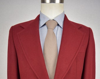 1962-1976 Stanley Blacker Solid Red Flannel Wool Two Button Blazer Size: 38R