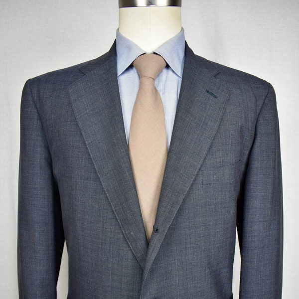 1976-1994 Corbin Blueish Gray Striped Wool 3/2 Roll Two Piece Suit Size: 42R