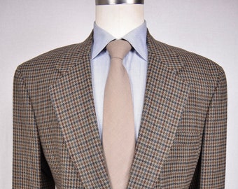 Jos. A. Bank Brown Houndstooth Check 100% Wool Two Button Sport Coat Size: 44R