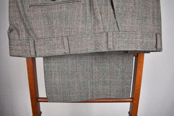 1970's PBM Gray w/ Red Check Worsted Wool Two But… - image 10