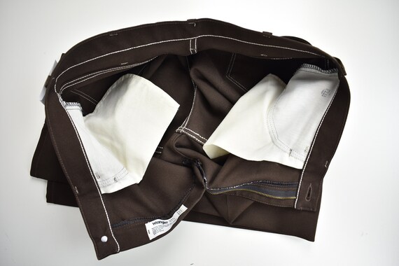 1980-90's Wrangler Solid Brown 100% Polyester Fla… - image 4
