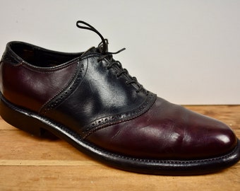 Florsheim Burgundy/Black Plain Toe Saddle Oxford Size: 10B