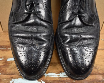 Allen Edmonds Mens MacNeil Wingtip Derby Dress Shoes Black Leather Brogues 11 B Allen Edmonds Vintage MacNeil Black Wing Tip Mens Dress  main image 3