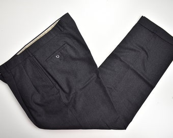 1995-2004 Maggiore Solid Dark Gray Flannel Wool Dress Pleat Trousers Size: 37x31